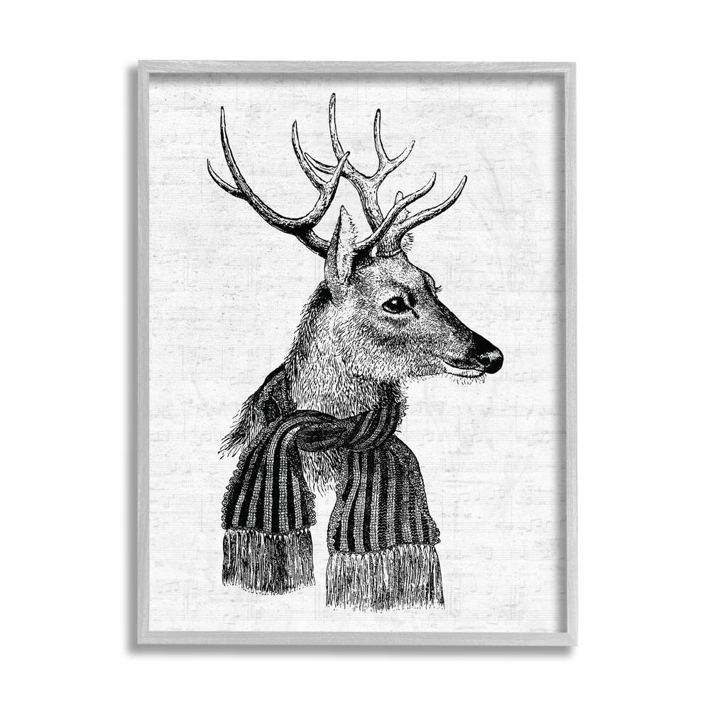 7217 Reindeer in Scarf Minimal Vintage Portrait, Design by Lettered